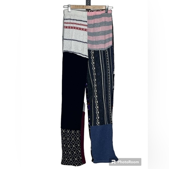 Boho Patch Work Sweater Pants Sz Sm - Picture 1 of 7
